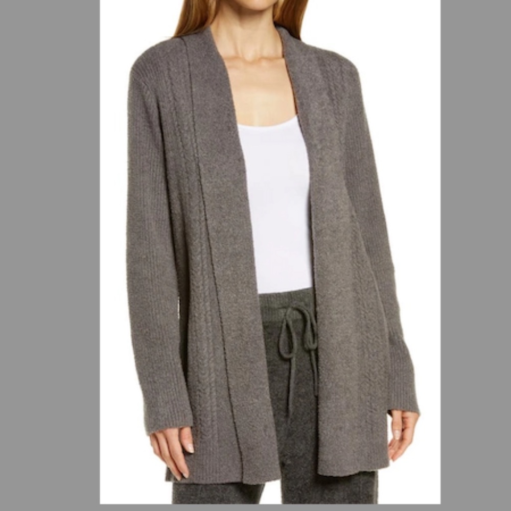 Barefoot Dreams CozyChic Lite Cabin Cardigan Longline in Ash Sz XL